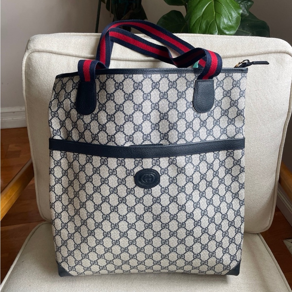 Gucci Navy and Red Men's Tote Bag